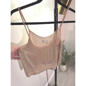 MLV by Mayren Lee Viray Rose Gold Sequin Cropped Camisole Top XS Rose Gold